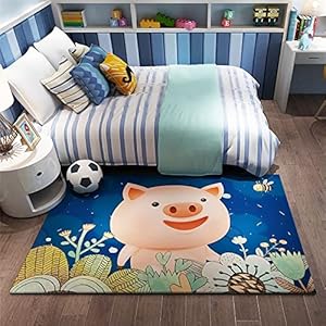 Kunsen Vloerkleden voor terras, thuis, slaapkamer, baby, kruipende cartoon, kinderkamer, terras, tapijt, meerkleurig, vloertapijt, kinderkamer, decoratie, afwasbaar tapijt, 150 x 220 cm