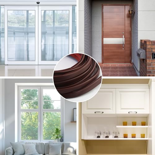 Türdichtung Dichtungsband Selbstklebend,Dichtung Türrahmen Flexibel,Gummidichtung Dichtungsband Wasserdicht,Fensterdichtung Türdichtungen,Dichtungsstreifen Dichtungsgummi Tür Fenster (Braun, 6m)
