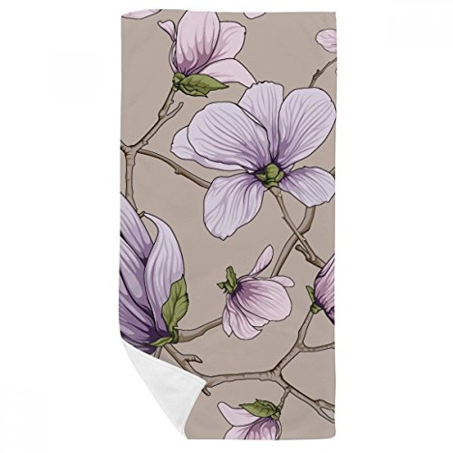 Serviette de bain motif fleur violette 35x70cm douce pour le visage