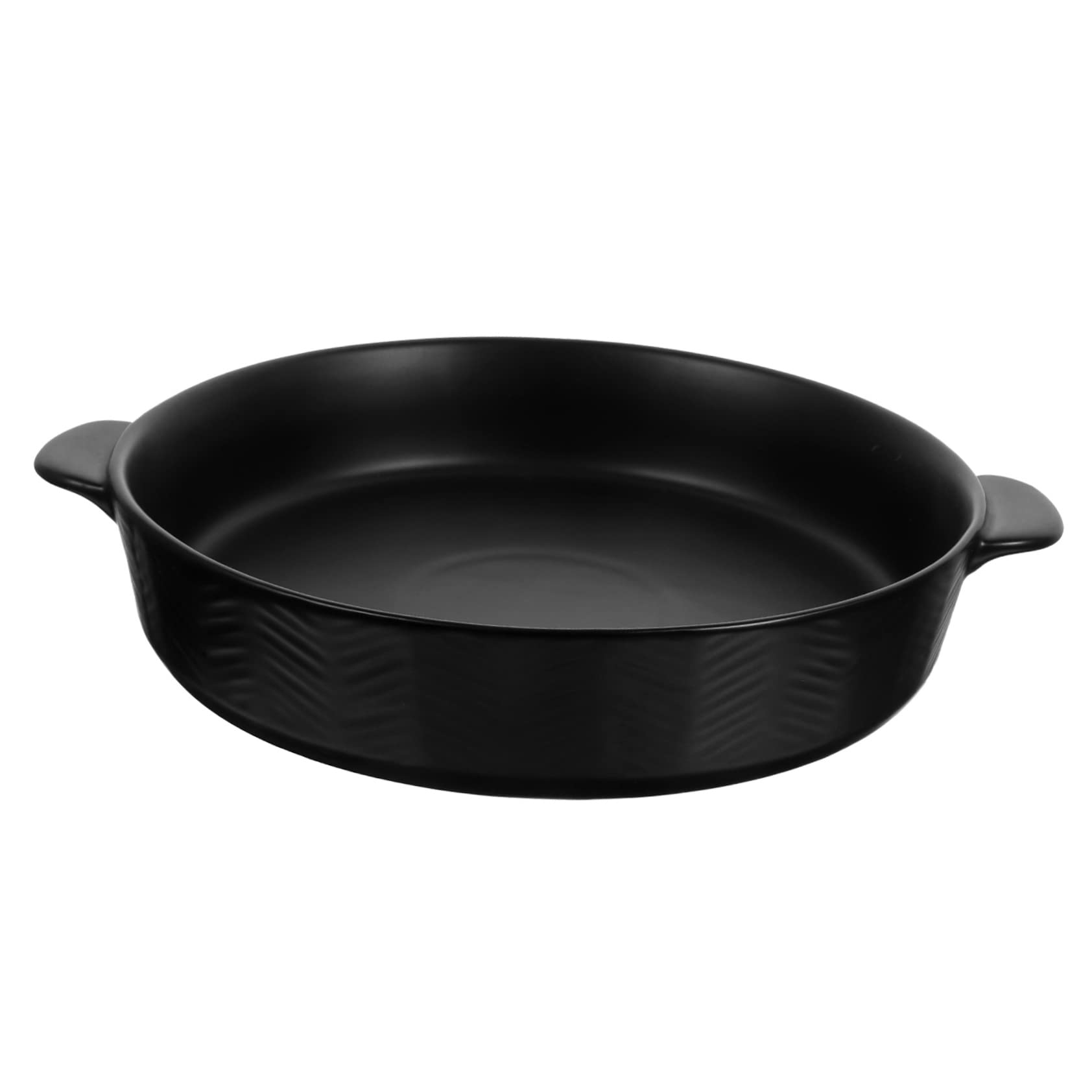 Teglia da Forno Ceramica Rotonda Doppie Maniglie, Nera