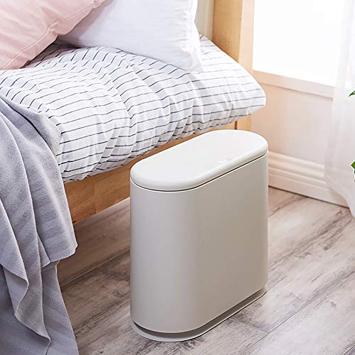 TOMYEER Ovale Push-Type Prullenbak Clamshell Cover Plastic Slanke Pedaal Bin, Wit - Afbeelding 7