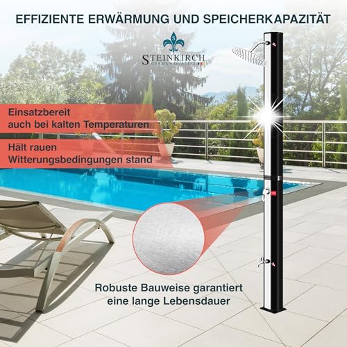 Solardusche Steinkirch 35L mit Edelstahl Duschkopf