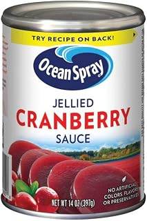 Ocean Spray Jellied Cranberry Sauce 14 oz Cans, Pack of 12 - Classic Holiday Staple for Thanksgiving Dinners