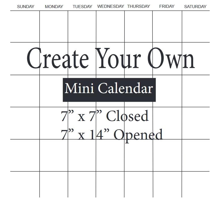 Mini Wall Monthly Calendar, Create Your Own Blank Scrapbook Wall Calendar, Undated, 7 Inch X 7 Inch Size Closed, 14 Inch Size Open, DIY mini wall calendar.