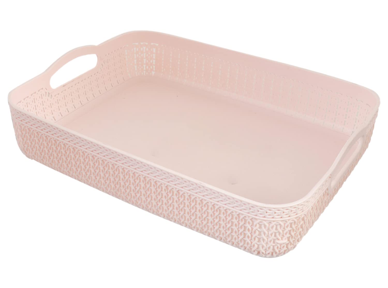 Kuber Industries Q-3 Designer Plastic Storage Basket For Store Fruits, Vegetables, Magazines, Cosmetics, Stationary (Pink)-50KM01466