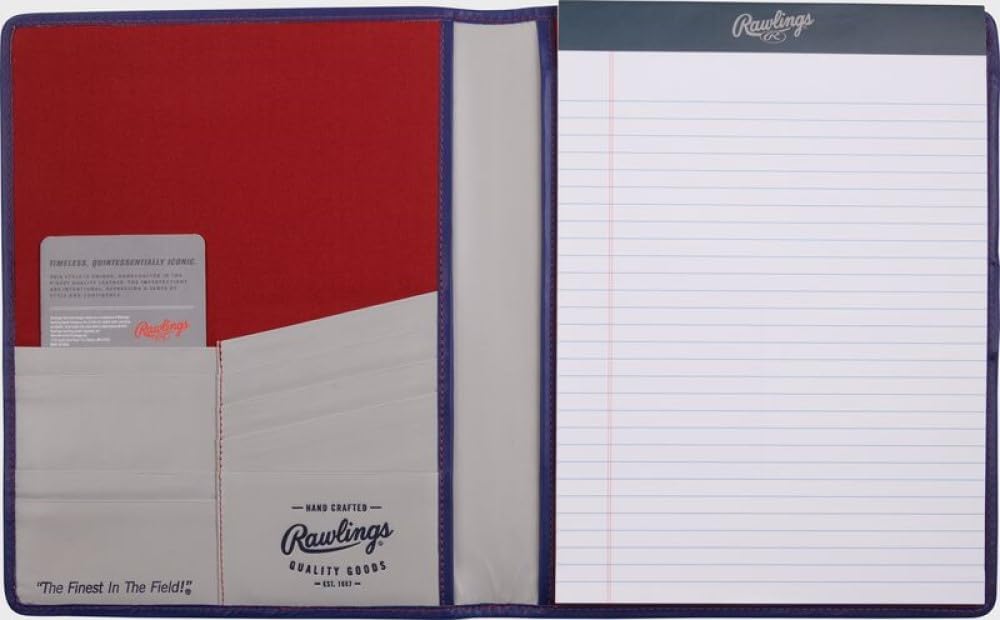 Rawlings | Baseball Stitch Padfolio Organizer | Interview Resume Folder + Business Card Holder | Multiple Colors