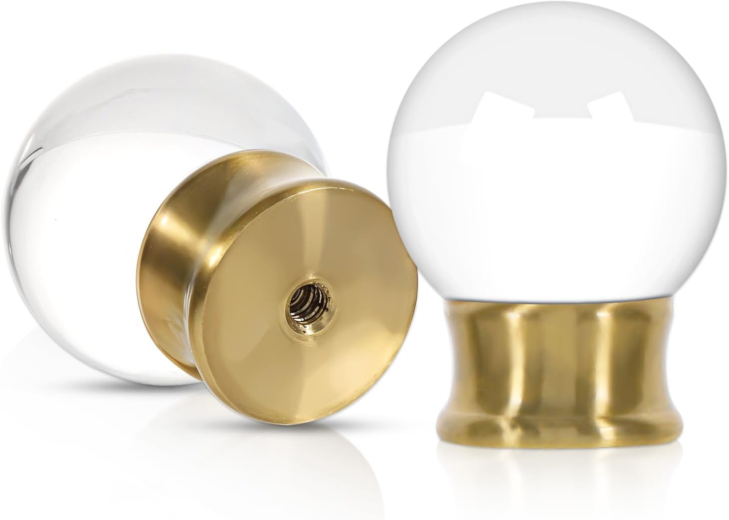 2 Pack Crystal Lamp Finials Decorative Top Accessories Glass Crystal Ball, Clear Lamp Finial Cap Knob with Polished Chrome Base Knob Topper Finial for Lamps Shade