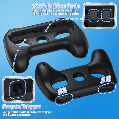 Image of [Switch 1 /2 Compatible] FASTSNAIL Grips for Nintendo Switch 2(2025) /1&OLED for Joy-Con 2, Wear-Resistant & Anti-Slip Controller Grips Handle Kit, Switch 2 Joypad Holder Accessories (Black,Black)