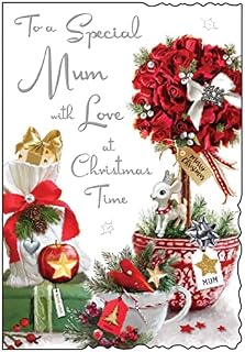 Jonny Javelin Special Mum Love At Christmas Time Card Rose Topiary