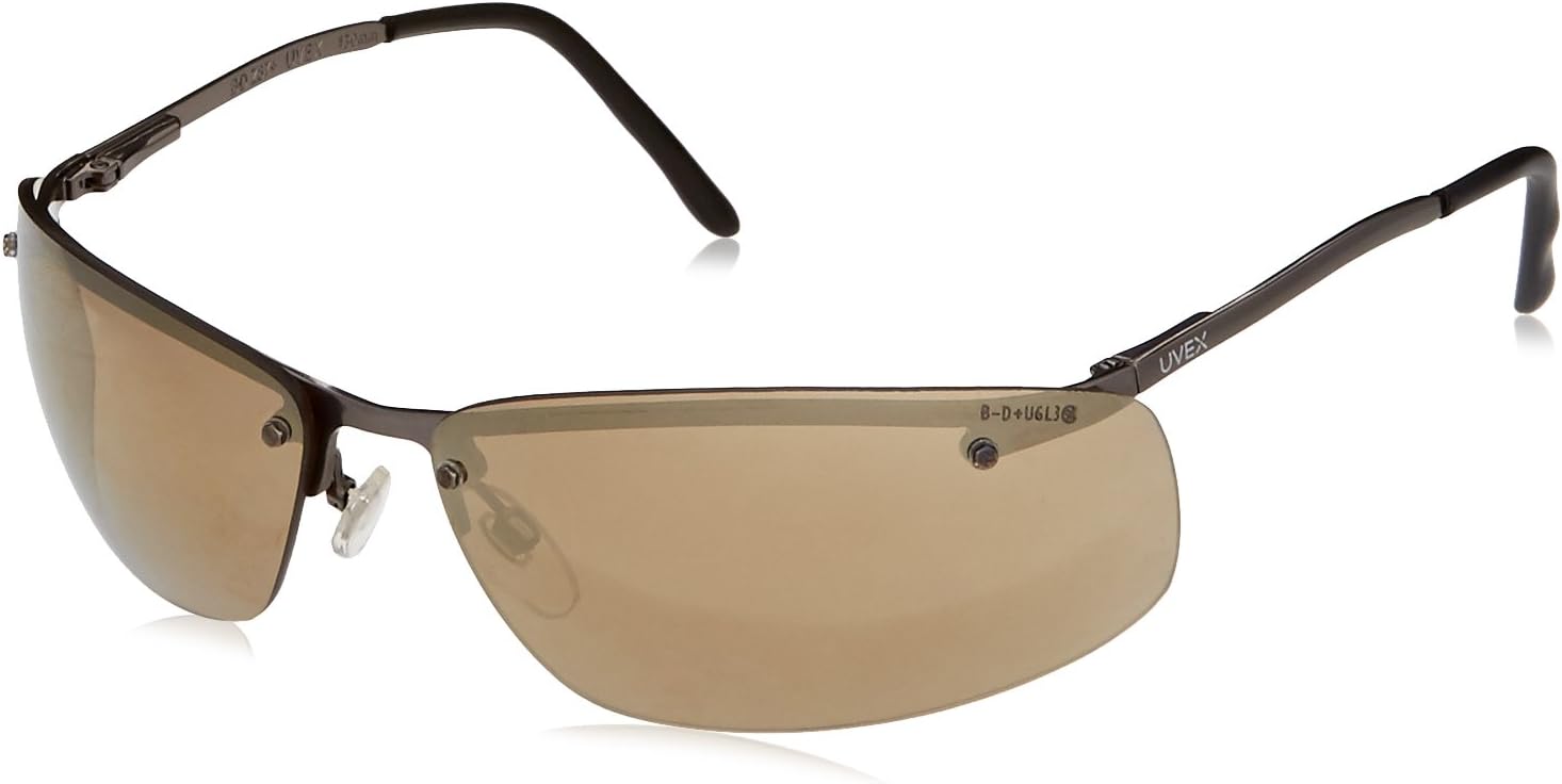 Uvex by Honeywell by SLATE GUNMTL MIR HC S4112, Gold Safety Glasses