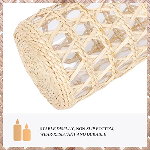Aromatherapy Candle Holder Rattan Candle Cup Glass Candlestick: Natural Candle Holder Wicker Woven Candle Cup Holders Rustic Countryside Tea Light Holder L Glass Votive Candle Cup #TOP7