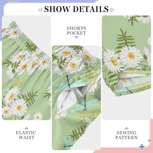 Daisy Floral Dragonfly Boys Long Pants Soft Trousers Elastic Waist Kids Lounge Bottoms with Pockets S-XL4