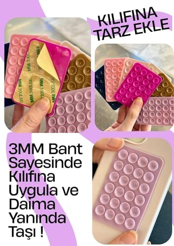 Vakumlu Silikon Telefon Tutucu, Telefon Vantuz, Telefon Ayna Tutucu, Duş, Tiktik video çekim tutucu (Bebe Mavisi, Tek Taraflı/Yapışkanlı) - Görsel 3