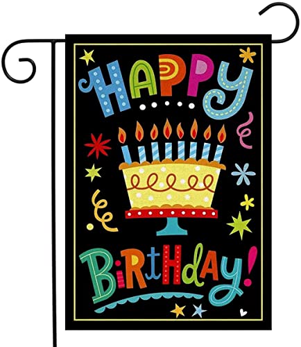 Buyito Happy Birthday Garden Flag Double Sided Cartoon Printing Flags Small Yard Banner Linen Outdoor Lawn Signs Birthday House Sign Party Flags Decorations For Home Outdoor Suitable For Birthday Party (12.5 X 18 Inches) #TOP27