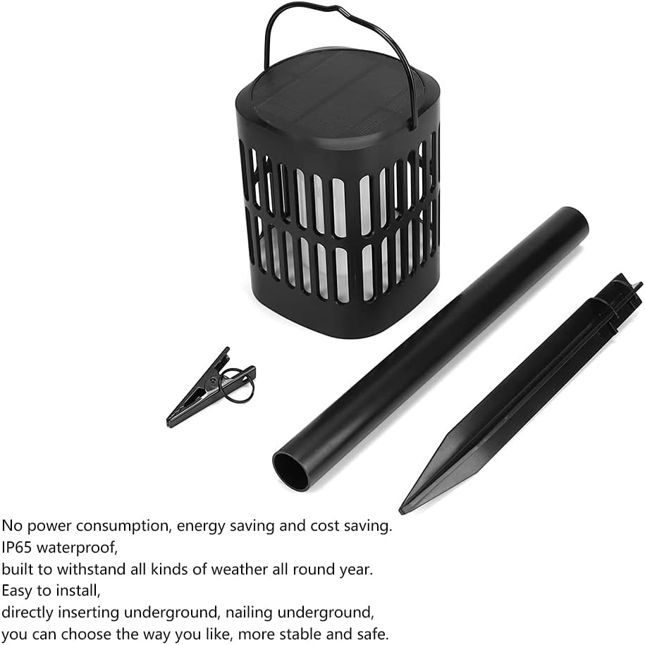 2Pcs Solar Outdoor Lights, 35LM Garden Flame LED Solar Light with Stakes, Water Proof Yard Hanging Lantern Lamp Decor for Pathways Patio Balcony