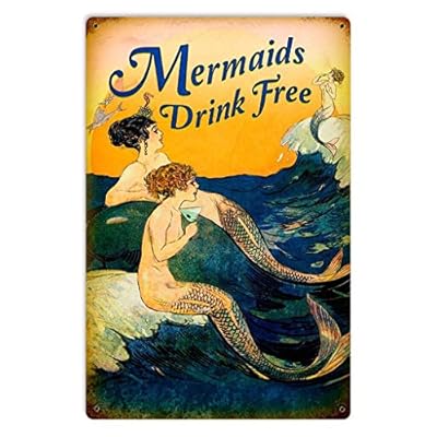 Losea Mermaids Drink Free Metal Tin Sign Wall Art Decor for Living Room Vintage Art Coffee Bar Signs Home Decor Gifts… 51aaAdJbvpL. SS400
