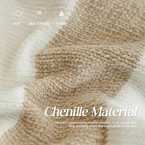 Image of Simple&Opulence Women's Chenille Sweater Crewneck Long Sleeve Pullover Ribbed Cuff Hem Round Neck Jumper Tops