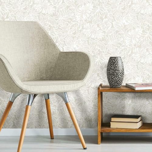 Image of Peel and Stick Wallpaper Floral Watercolor Flowers Vinatge Pattern Design Tropical Palm Leaves Wallpaper Contact Paper Botanical Wallpaper Removable Wall Decor Self Adhesive 16.5By87INCH