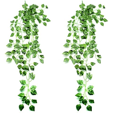 YYaaloa 2-Pack 90cm Money Ivy Vine Artificial Plants Fake Hanging Plant Fake Leaves Greeny Chain Wall Home Room Garden Wedding Garland Outside Decoration (2-Pack E) Cover