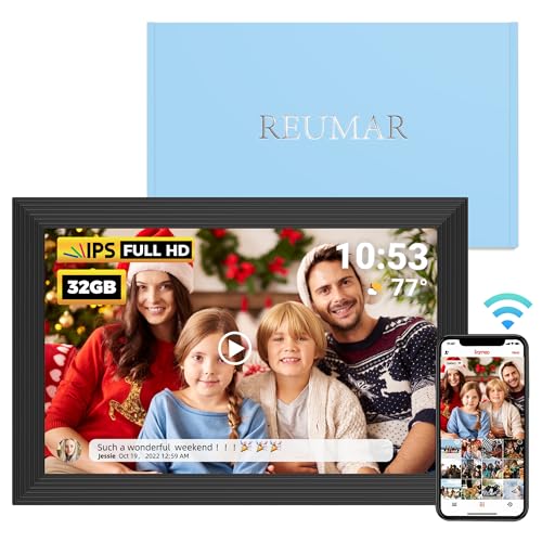 REUMAR 32GB wifi Digital Photo Frame, 10.1inch Smart Photo Frame Electronic 1280×800 IPS LCD Touch Screen, Type-c, Auto-Rotate,Share Photo or Video Instantly via Frameo App from Anywhere