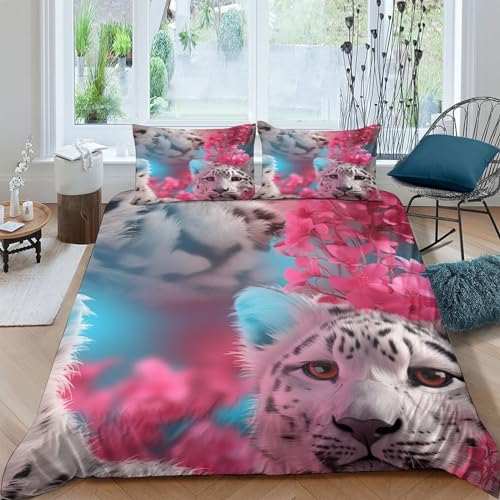 Parure de lit léopard 3 pièces microfibre anti-plis king rose IOFEER - 2