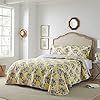 Laura Ashley Linley Collection Quilt Set-100% Cotton, Reversible, Lightweight & Breathable Bedding, Pre-Washed for Added Softness, Twin, Pale Yellow #1