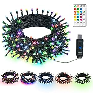 Dazzle Bright Color Changing Christmas Lights, 33ft 100 LED RGB String Lights with Remote & Timer, USB Powered Fairy…