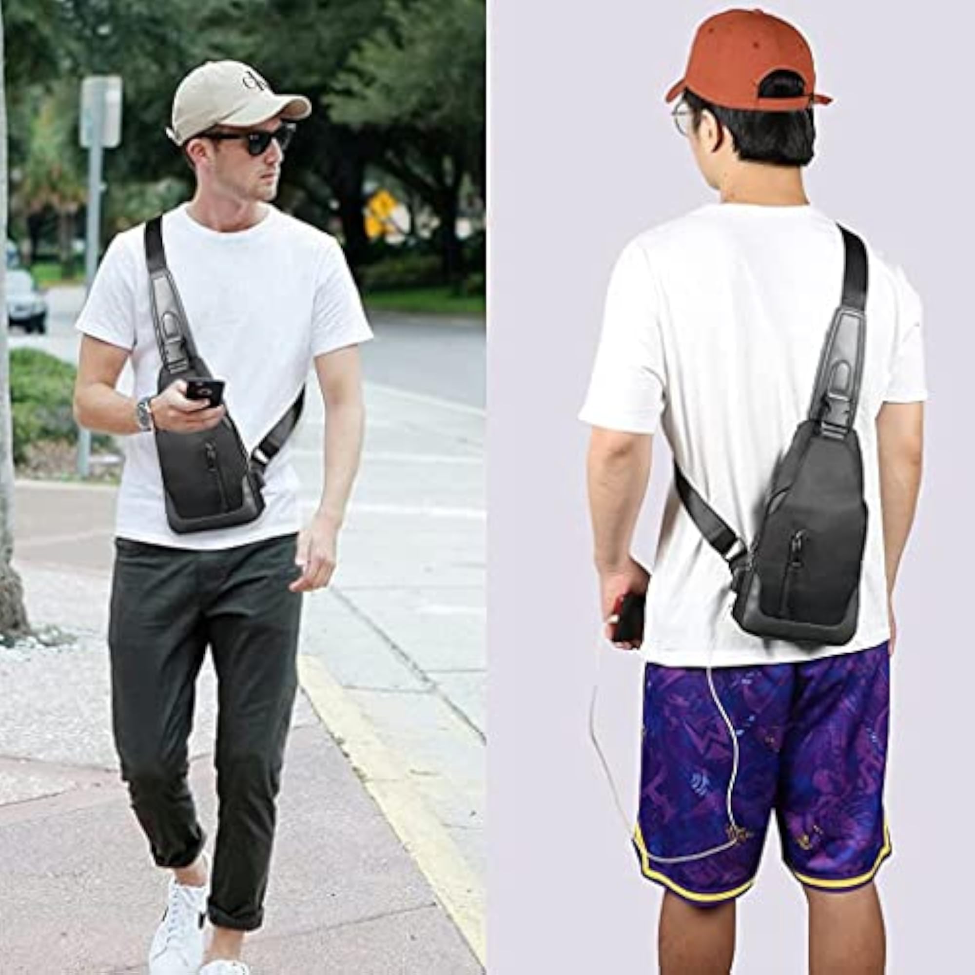 Chest Bag with Cable Vent, Adjustable Strap