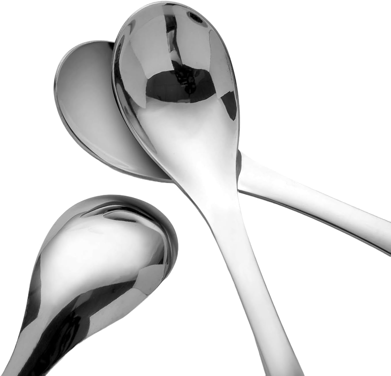 Soup Spoons Stainless Steel Korean Spoons Asian Soup Spoons, 5.5 inches Long Heavy Duty Asian Style Thick Short Handle Stainless Steel Ramen Spoons for Soup Cereals, Set of 6 (6)