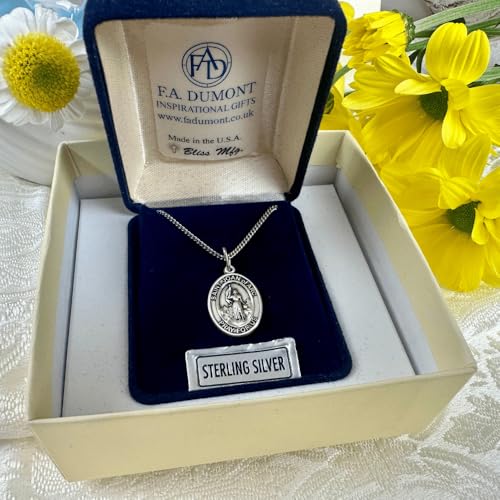 Sterling Silver St. Joan of Arc Pendant with 18" Stainless Steel Lite Curb Chain. Patron Saint of Soldiers/France4