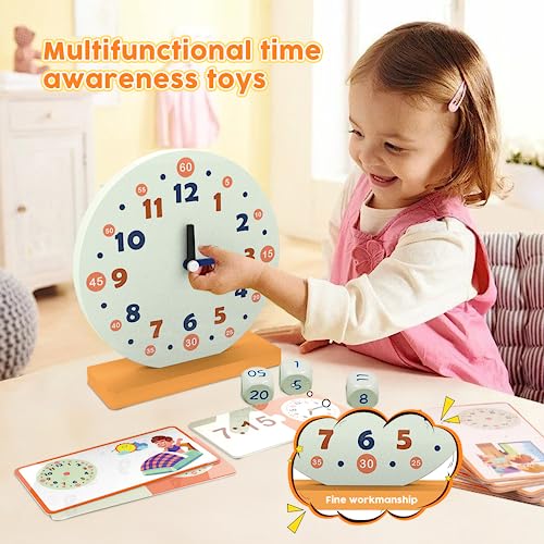 Wooden Toys for Learning Clock Game Set - 29 Piece,Learning Clocks for Kids, Clocks and Time Teaching Aids for Pen Included, Homeschool Supplies-Telling Time Teaching Clock for Kids Ages 3+ - Image 2