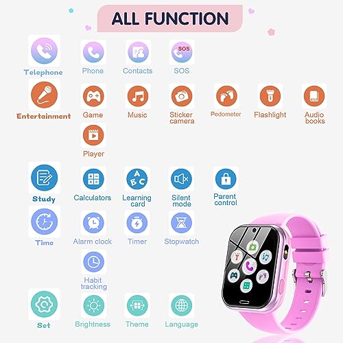 Reloj-Inteligente-Ninos-Smartwatch-Telefonica-para-Nino-y-Nina-con-Llamar-19-Juegos-Podometro-SOS-Audiolibro-Musica-Camara-Linterna-Despertador-Reloj-Ninos-Regalo-para-ninos-4-10-anosMorado