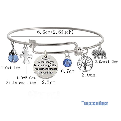 Image of inchYou Are Braver Than You Believe Stronger Than You Seem and Smarter Than You Think Inspirational Bracelet Expandable Bangle for Women