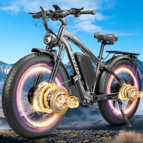 Image of 6000W Peak Dual Motor Ebike for Adults - 52V 34Ah Fast Electric Bike for Men Women 45 MPH,Up to 100 Miles,24 inch Fat Tire Lockable Suspension Electric Bicycle for Snow Off-Road Commuter Mountain E-Bike