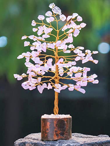 Rose Quartz Crystal Tree Of Life - Handmade Gemstone Tree, Chakra Tree Of Life, Feng Shui Decor, Money Tree, Spiritual Gift, Pink Healing Crystal Tree, Artificial Tree, Bonsai Tree, Crystal Decoration #TOP2