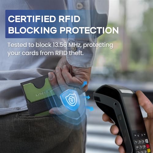 Image of RUNBOX Slim Wallet for Men, RFID Aluminum Pop-Up Card Holder for 12 Cards