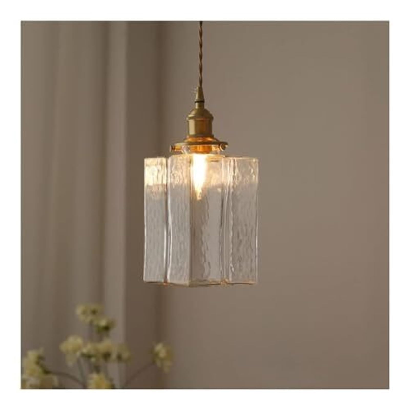 KBUUKYYXouy Retro Hammered Glass Small E27 Pendant Lamp Chandelier Hanging Lighting Ceiling Fixture Vintage for Kitchen Island Dining Room(Large)