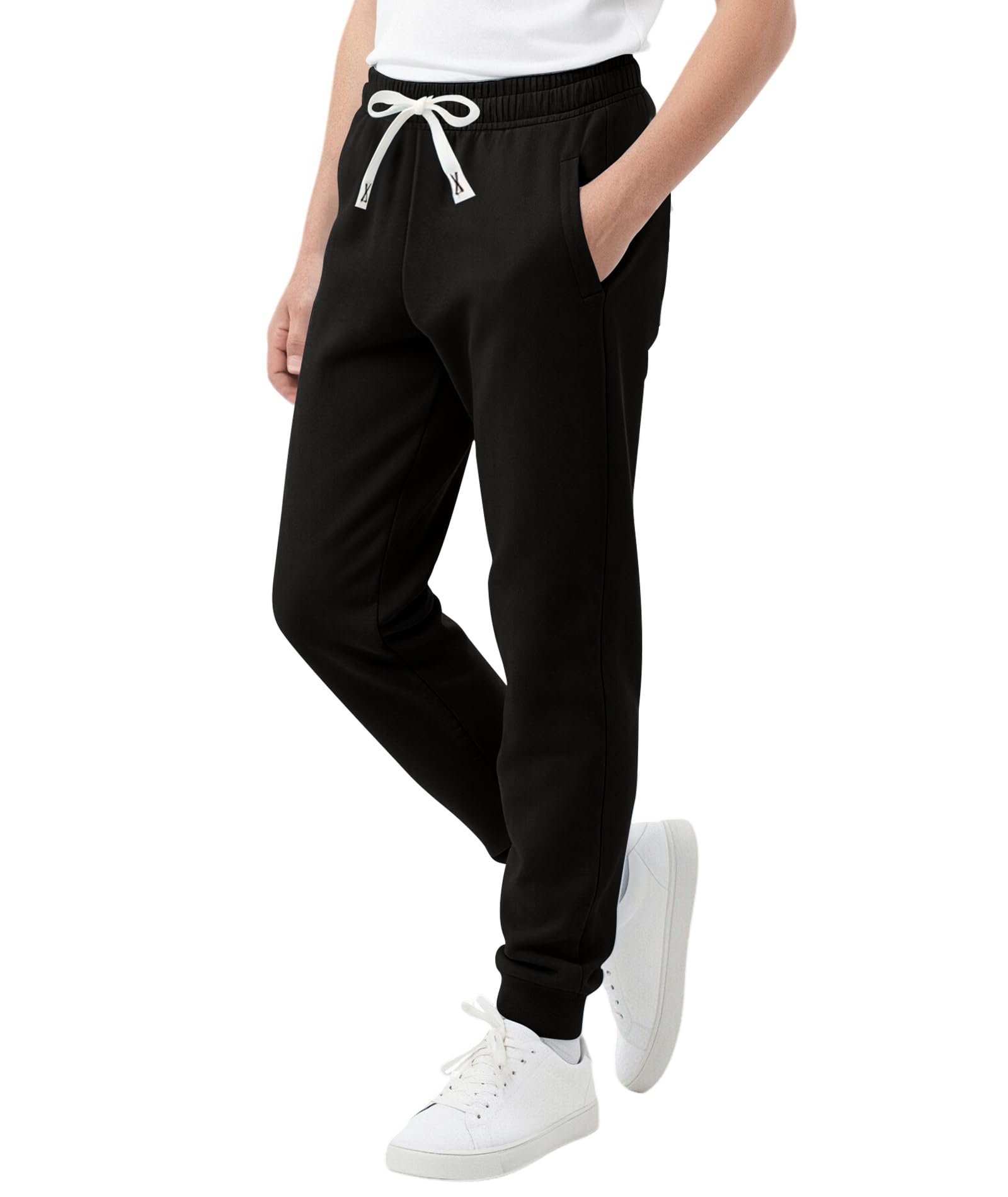 Holure Jungen Jogginghose Baumwolle Kinder Trainingshose mit Reißverschlusstaschen Verstellbarer Bund Weich Freizeithose für Sport Schule 1er/3er Pack