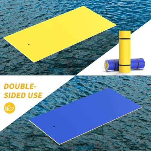GUINGFUN 9/12/18FT 3-Layer Lily Pad Floating Mat, Double-Sided Use Floating Water Mat, Floating Mat for Lake, Water Mat Suitable for Children and Adult (Yellow&Blue, 18FT) - 4
