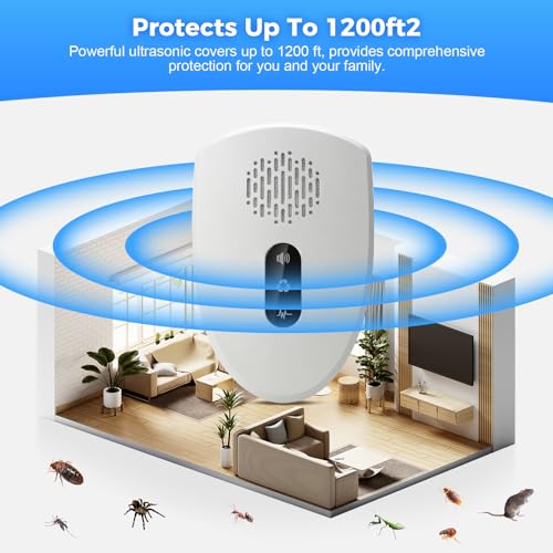 Image of 6 Packs Ultrasonic Pest Control Repeller,Upgraded Spider Repellent Indoor for Mosquito, Mice, Spider, Ant,Ultrasonic Plug in Mouse Repeller for Rodent,Roach,Bugs,Fly,Rat,3 Mode Switching House D2