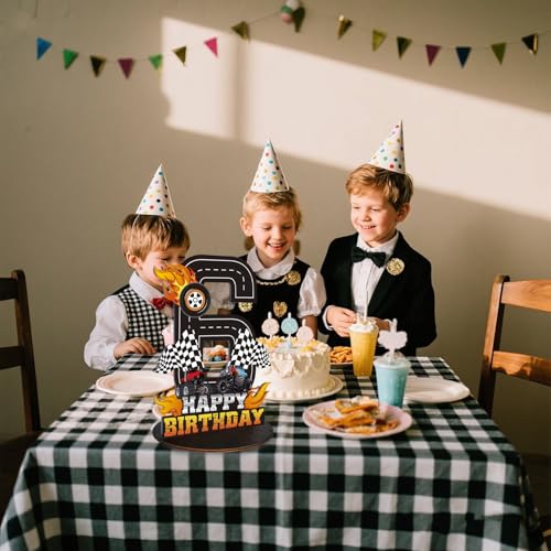 Image of Truck Birthday Number Sign Centerpiece, Truck Wooden Decoration Photo Props for Truck Birthday Decorations (6th)