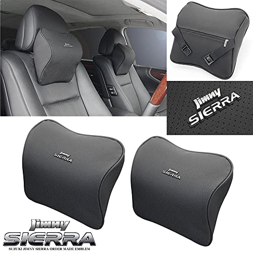 スズキ 新型 ジムニー シエラ エンブレム付 タイプ3 J3 プレミアム ネックパッド ブラック2個 低反発ウレタン 本牛革製 パンチングレザー 客注品