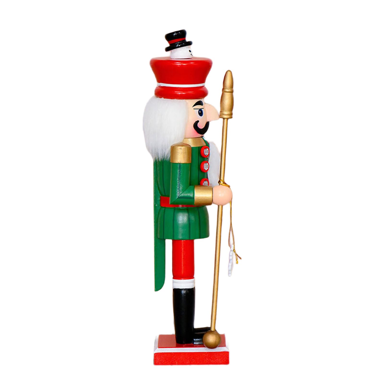 Xjdzineq Nutcrackers King Wood Sculpture Christmas Centerpieces Figurine with Intricate Snowflake Scepters Detailing Wooden Nutcrackers King Christmas Decoration