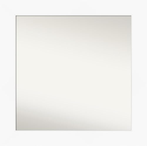 Amanti Art Espejo de baño blanco para sobre el fregadero, 28 x 28 pulgadas, espejo de tocador cuadrado blanco, marco de madera moderno medio, se