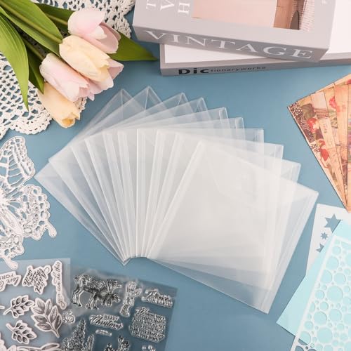 30Pcs 6.4x6.4\'\' Stamp and Die Storage Pockets Resealable Clear Plastic Seal Bags Storage Case for Cutting Dies Stencil Album Stamp Crafts DIY Scrap Booking Paper Card Craft Cutting Dies Card Making