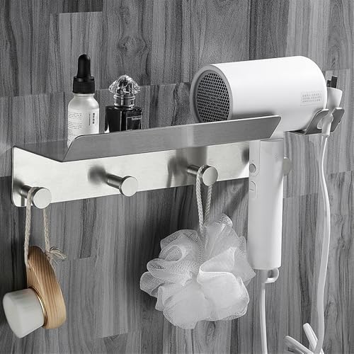 Estanterías para ducha autoadhesivas de acero cepillado con ganchos colgar 3