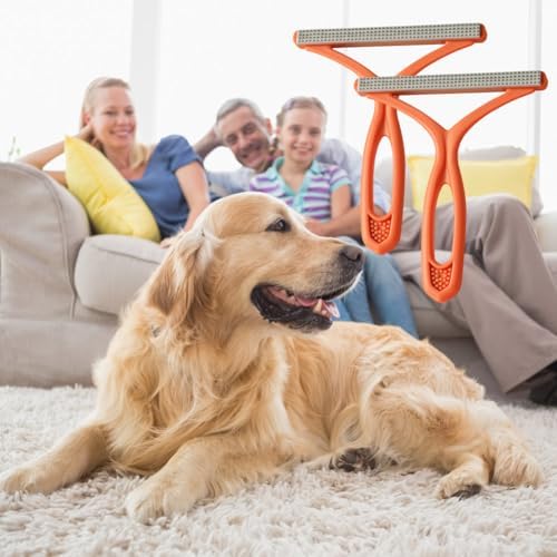 2Pcs Pet Hair Remover,Double Sided Plastic Dogs Cat Fur Scraper Tool,Non-Damaging Portable Pets Lint Remover Carpets Rake Removal Dog Hair Carpet Scraper for Clothing,Furniture,Couch,Carpet,Sofa - 5