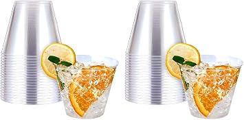 Kaya Plastic Crystal Cups- 9 oz. | Clear | Round | 20 Pcs. Pack of 2