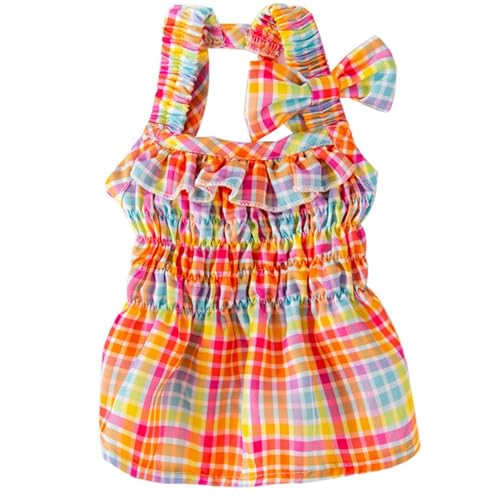 Colorful Rainbow Skirt Dog Dress Soft Breathable Outfits Pet Dress for Small Medium Girls Puppy Lightweight Pet Dresses