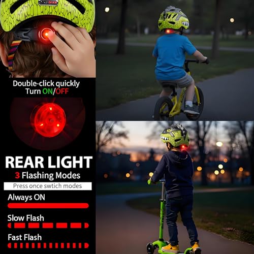 Image of KINGBIKE Kids 3D Helmet with Colorful Taillight, CPSC Certified, for Age 3-10,Adjustable Size,Multi-Sport Safety Skateboard Cycling Skate Scooter Roller Girls Boys Helmets